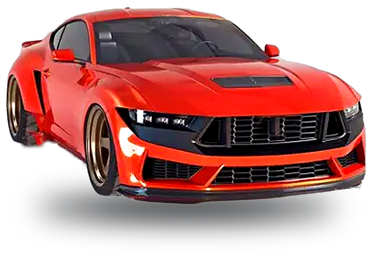 Red Mustang in the bay