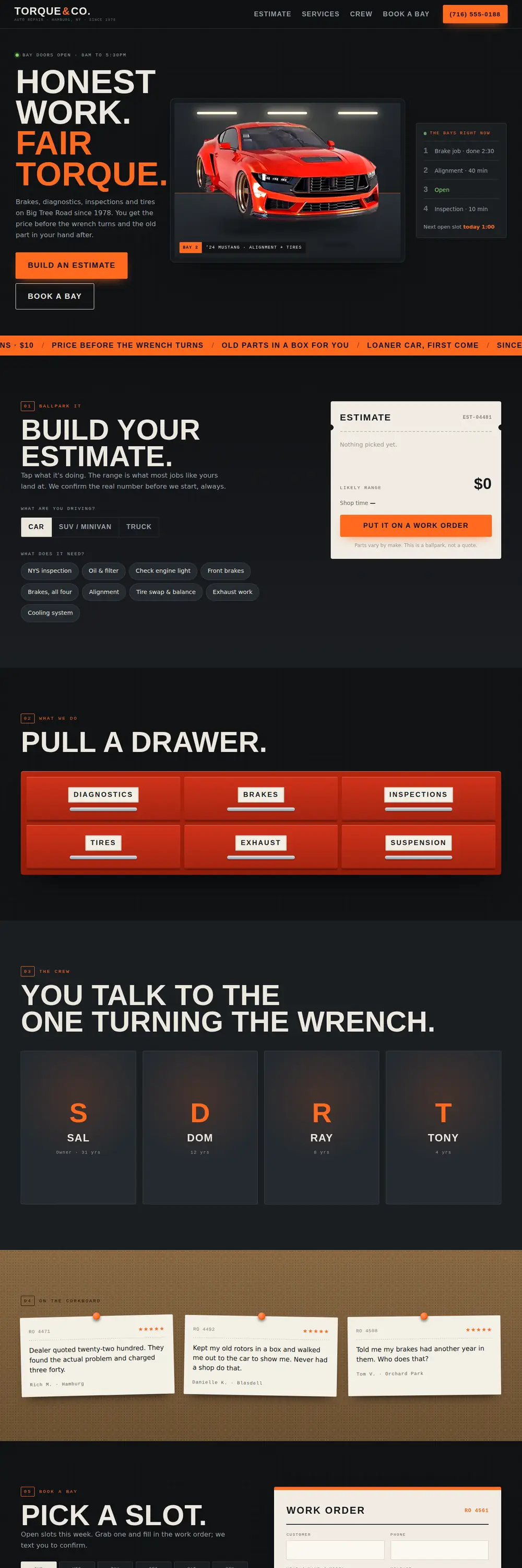 Torque & Co. demo site, desktop view